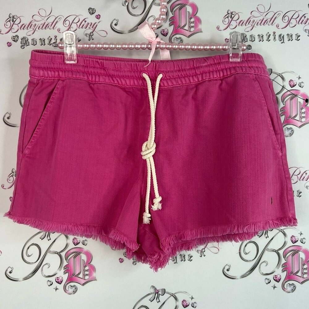 Aerie shorts rope tie up distressed trim brand new High Waist Magenta Shorts